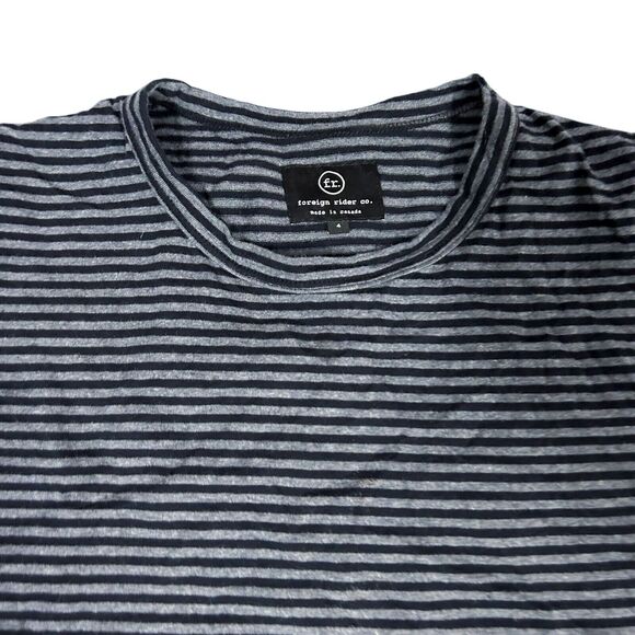 Foreign‎ Rider Co. Gray Striped Tee Shirt T-Shirt Size 4 Made in Canada Casual - Picture 4 of 8